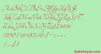 AlexandraZeferinoThree font – Red Fonts On Green Background