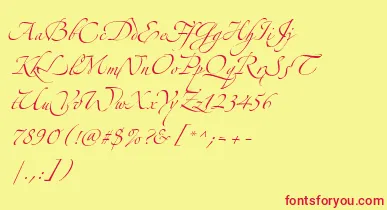 AlexandraZeferinoThree font – Red Fonts On Yellow Background