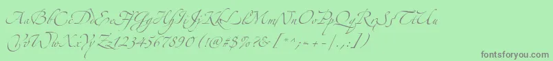 フォントAlexandraZeferinoThree – 緑の背景に灰色の文字