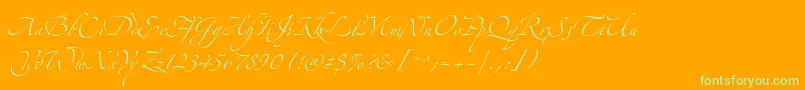 AlexandraZeferinoThree-Schriftart – Grüne Schriften auf orangefarbenem Hintergrund