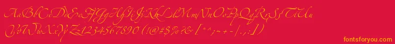 AlexandraZeferinoThree Font – Orange Fonts on Red Background