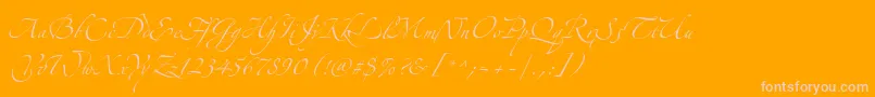 AlexandraZeferinoThree-fontti – vaaleanpunaiset fontit oranssilla taustalla