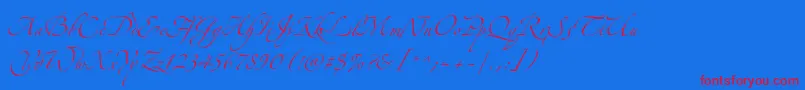 AlexandraZeferinoThree Font – Red Fonts on Blue Background