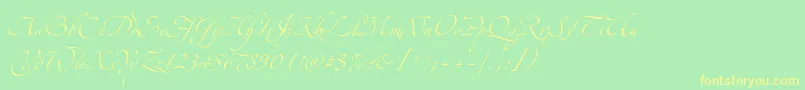 AlexandraZeferinoThree Font – Yellow Fonts on Green Background