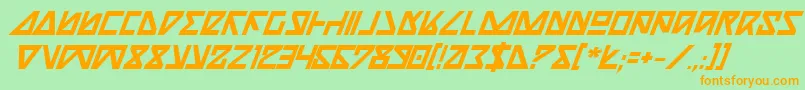フォントNickbi – オレンジの文字が緑の背景にあります。