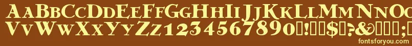 Grekdb-fontti – keltaiset fontit ruskealla taustalla