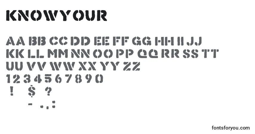 Шрифт Knowyour – алфавит, цифры, специальные символы
