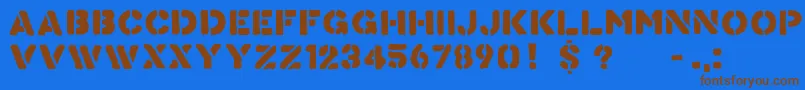 フォントKnowyour – 茶色の文字が青い背景にあります。