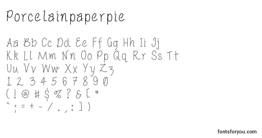 Czcionka Porcelainpaperpie – alfabet, cyfry, specjalne znaki
