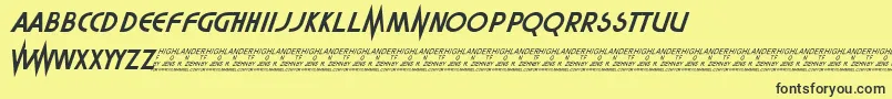 Highlander Font – Black Fonts on Yellow Background