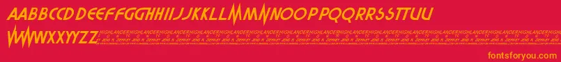 Czcionka Highlander – pomarańczowe czcionki na czerwonym tle