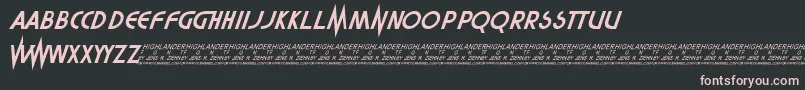 Czcionka Highlander – różowe czcionki na czarnym tle