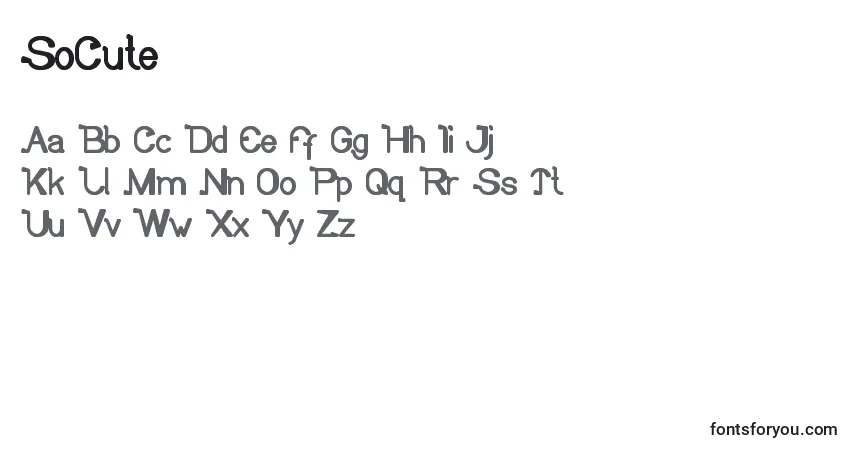 A fonte SoCute – alfabeto, números, caracteres especiais