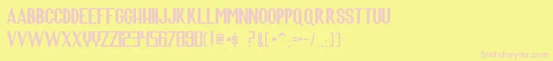 ScaraConquersTheUniverse-fontti – vaaleanpunaiset fontit keltaisella taustalla
