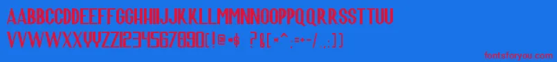 ScaraConquersTheUniverse Font – Red Fonts on Blue Background