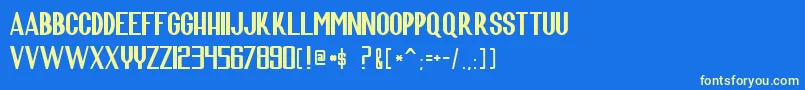 ScaraConquersTheUniverse Font – Yellow Fonts on Blue Background