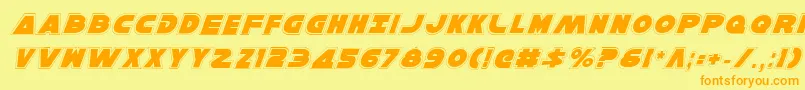 フォントHanSoloProItalic – オレンジの文字が黄色の背景にあります。
