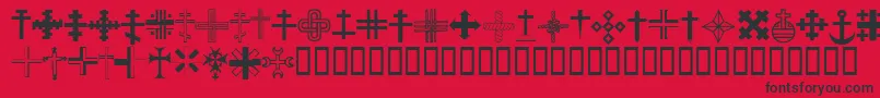 Fonte Chriciii – fontes pretas em um fundo vermelho