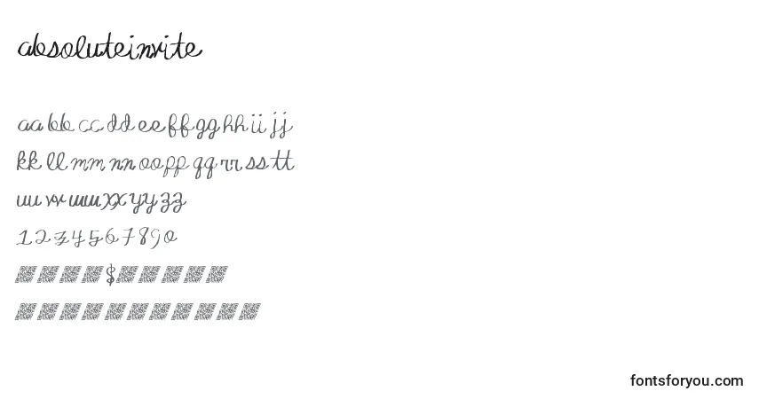 Czcionka Absoluteinvite – alfabet, cyfry, specjalne znaki