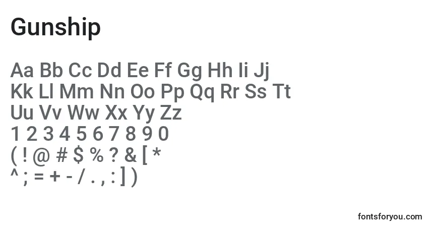 Schriftart Gunship – Alphabet, Zahlen, spezielle Symbole