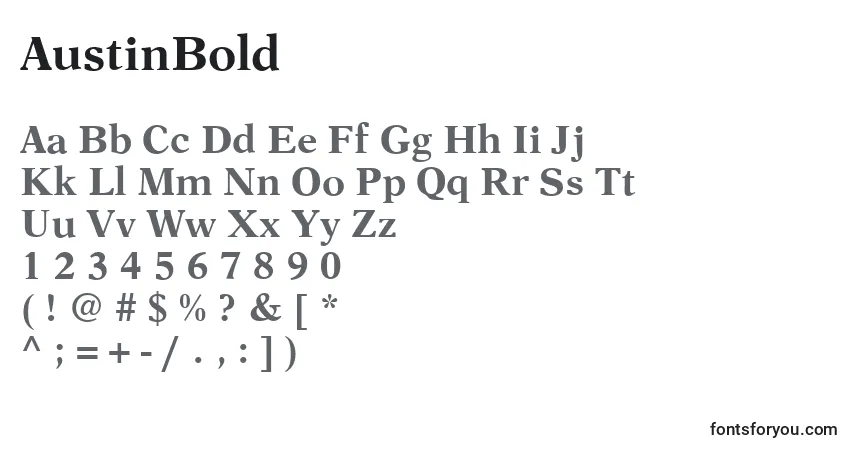 A fonte AustinBold – alfabeto, números, caracteres especiais