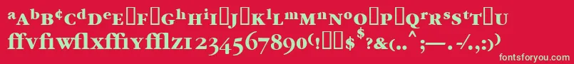フォントGarrymondrianexpt6Boldsh – 赤い背景に緑の文字