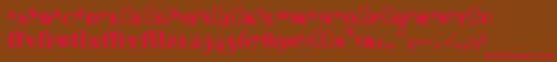 フォントGarrymondrianexpt6Boldsh – 赤い文字が茶色の背景にあります。