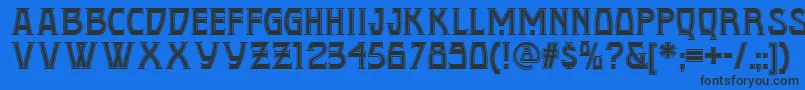 フォントConquistadorman – 黒い文字の青い背景