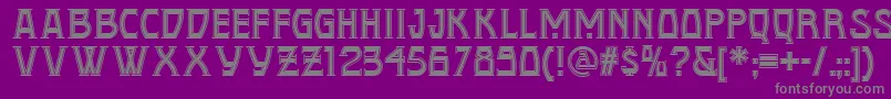 Conquistadorman-Schriftart – Graue Schriften auf violettem Hintergrund