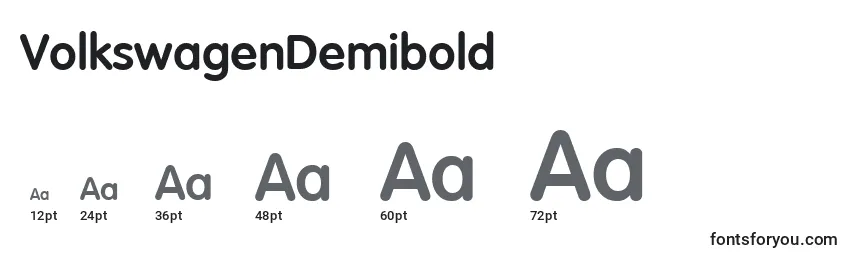 Размеры шрифта VolkswagenDemibold