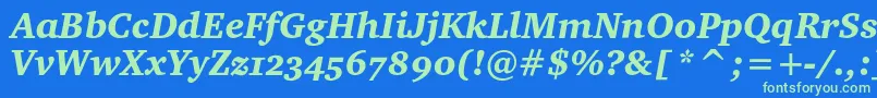 Czcionka CharterblackoscItalic – zielone czcionki na niebieskim tle