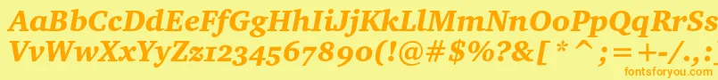 フォントCharterblackoscItalic – オレンジの文字が黄色の背景にあります。