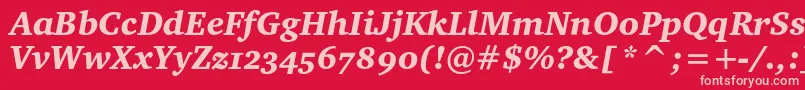 Шрифт CharterblackoscItalic – розовые шрифты на красном фоне
