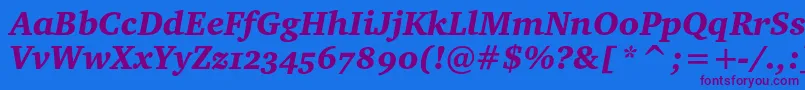 フォントCharterblackoscItalic – 紫色のフォント、青い背景