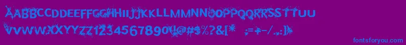 フォントBulletinyourhead – 紫色の背景に青い文字