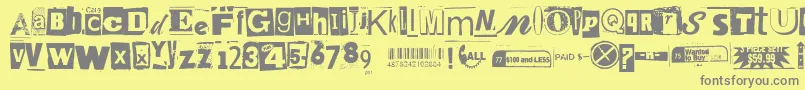 フォントAnonymousclippings – 黄色の背景に灰色の文字
