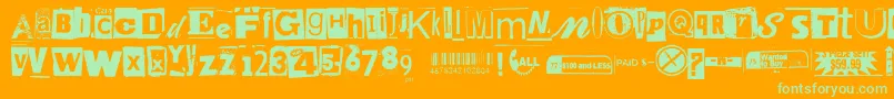 Anonymousclippings-Schriftart – Grüne Schriften auf orangefarbenem Hintergrund