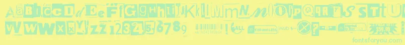 Anonymousclippings Font – Green Fonts on Yellow Background