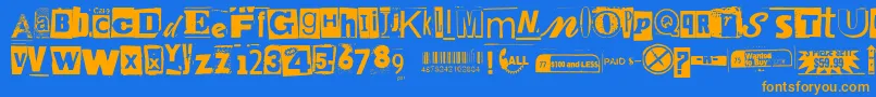 Anonymousclippings-Schriftart – Orangefarbene Schriften auf blauem Hintergrund