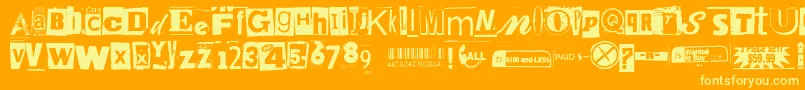 Anonymousclippings-Schriftart – Gelbe Schriften auf orangefarbenem Hintergrund