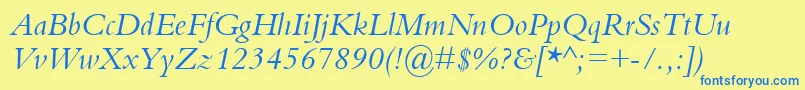 KuriakosSsiItalic Font – Blue Fonts on Yellow Background