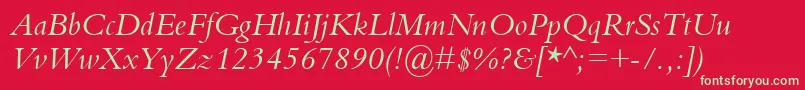 フォントKuriakosSsiItalic – 赤い背景に緑の文字