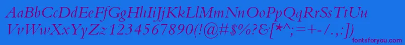 KuriakosSsiItalic Font – Purple Fonts on Blue Background