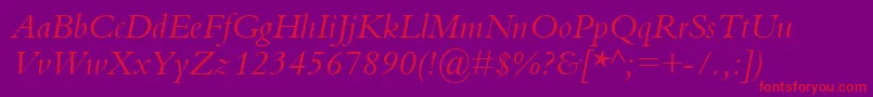 KuriakosSsiItalic-Schriftart – Rote Schriften auf violettem Hintergrund