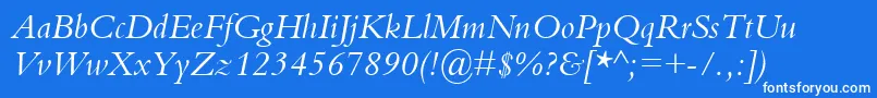 フォントKuriakosSsiItalic – 青い背景に白い文字