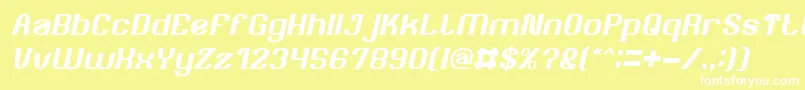 AgeOfAwakeningItalic-Schriftart – Weiße Schriften auf gelbem Hintergrund