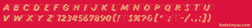 フォントSkidRowPlain – 黄色の文字、赤い背景