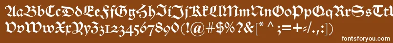 フォントAlteschwabacherosf – 茶色の背景に白い文字