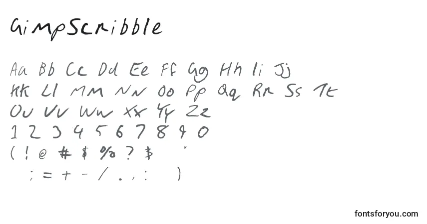 Czcionka GimpScribble – alfabet, cyfry, specjalne znaki