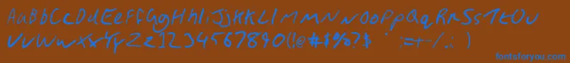 GimpScribble-Schriftart – Blaue Schriften auf braunem Hintergrund